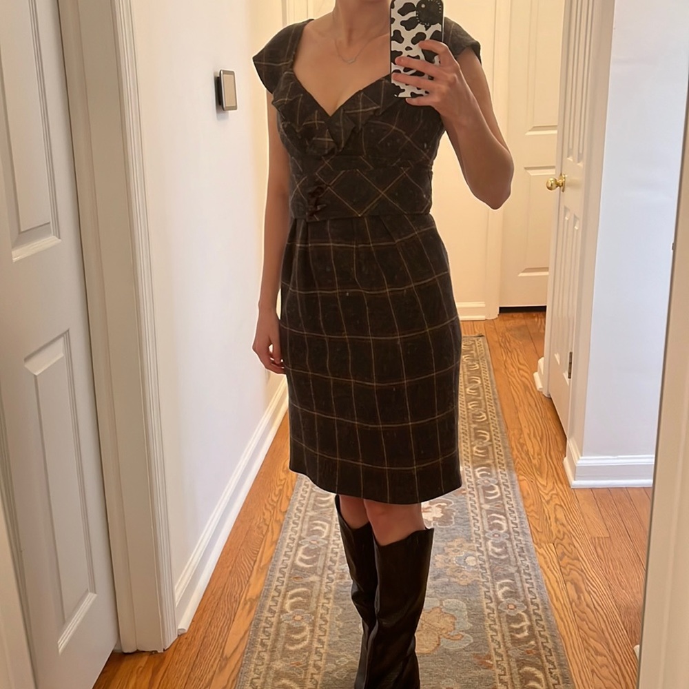 Nanette Lepore Wool Plaid Dress Size 2